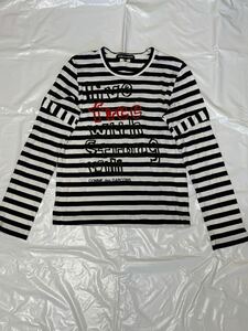 コムデギャルソン ボーダー Tシャツ 長袖 ロンT comme des garons Mサイズ　live free with strong will