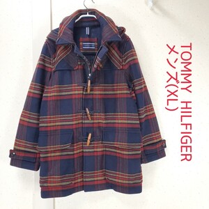 綺麗◆正規品 TOMMY HILFIGER トミーヒルフィガー メルトン ダッフルコート メンズ(XL)ネイビー/レッド/チェック柄/赤/紺