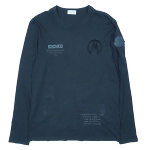 モンクレール MONCLER ロング Tシャツ カットソー 黒ラバー ロゴ 長袖 クルーネック F20918D70710 トップス 黒 ブラック L メンズYBA10