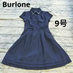 Burlone　ビジューワンピース　紺色　ネイビー　大人　お出かけ　上品　半袖