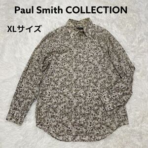 美品【希少!XLサイズ】Paul Smith COLLECTION ポールスミスコレクション 長袖シャツ 花柄 フラワープリント 総柄 ボタニカル コットン100%