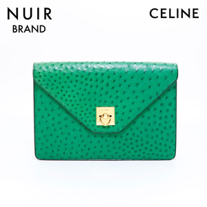 セリーヌ CELINE クラッチバッグ オーストリッチ グリーン