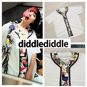 diddlediddle■鳥居みゆき氏着用 ビッグサイズ ベースボールシャツ F オフホワイト ディドゥルディドゥル アニメ柄 男女兼用 有岡大貴さん