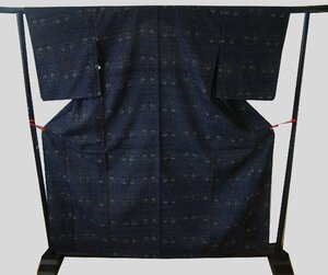 時代屋 美品 単衣 裄65.6cm 無形文化財 本場結城紬 正絹 仕立上り 150cm～156cm Tｓ455