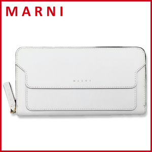 新品マルニ　レザー　ラウンドファスナー長財布　白　MARNI★