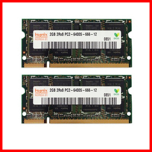 hynix 2RX8 PC2 6400S DDR2 800 2GB×２ ４GB ☆動作品☆送料無料