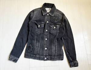 新品 18AW BACKBONE バックボーン Leather Patch Trucker Indigo トラッカー デニム ジャケット Gジャン レザー 蛇革 鹿革 M 黒 △9