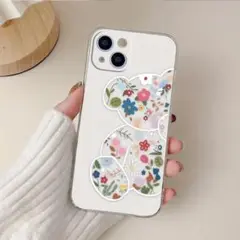Iphone14 ケース　クマと花柄　シリコーン　ソフトケース