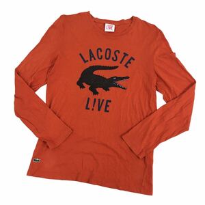 ND210-49 LACOSTE L!VE ラコステライブ 長袖 Tシャツ ロンT トップス プルオーバー クルーネック コットン 綿100% オレンジ系 メンズ 3