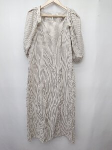 ◇ Θ ◎●未使用● naturalcouture ボーダー ワンピース ジャケット アンサンブル サイズF ベージュブラック レディース P