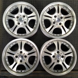 管理番号：S4-49【4本価格】【15x5J 4x100 ET+45 ハブ73】ENKEI・軽自動車 N-BOX タント ワゴンR等・日本製・直接引取可能・下取り可能