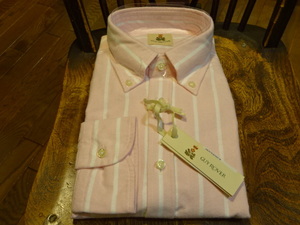 激安！新品　送料無料　イタリア製　ギローバー長袖のシャツ　ネル素材ピンクストライプ　XL