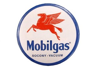 ビッグ缶バッチ Mobilgas モービルガス アメリカ雑貨 アメリカン雑貨