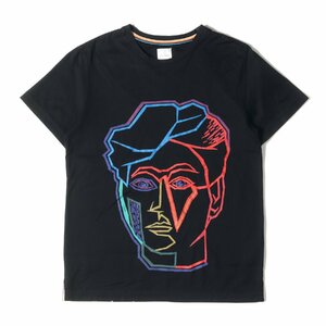 Paul Smith ポールスミス Tシャツ サイズ:M フェイスグラフィック プリント 半袖 クルーネック Tシャツ ブラック 黒 カットソー トップス