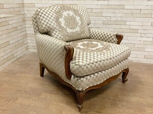 DREXEL HERITAGE ドレクセルヘリテイジ 1人掛けソファ ラウンジチェア シングル 椅子 Upholstery エレガント 定価45万(A)(貝438)