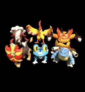 ポケモン ミニフィギュア　ルガルガン、カメックス、ファイヤー、カエンジシ、ケロマツ、エンブオー　6体セット　ポケットモンスター