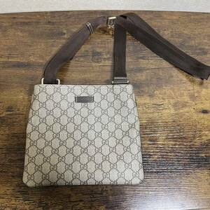 西542 【美品】GUCCI グッチ GG 201538 スプリーム ショルダーバッグ 斜め掛け 肩掛け ベージュ ブラウン レディース