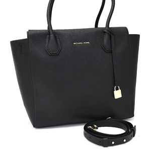 1円 ◆未使用品 マイケルコース ラージ サッチェル 2WAYバッグ 30H6GM953L レザー ブラック MICHAEL KORS◆E.Boe.oT-19☆