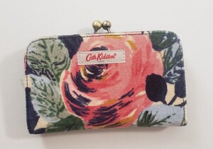 新品 未使用 キャスキッドソン CathKidston ベルベット オックスフォードローズ バラ がま口財布 折り財布 薔薇 ネイビー 送料無料　