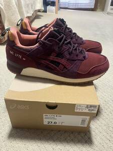 ASICS アシックス　GEL-LYTE III OG 27.0 BORDEAUX/WINE ローズ　バラ　薔薇　ワインレッド