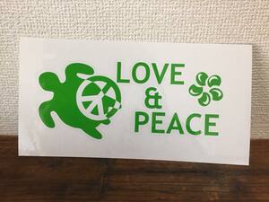 ■ アロハ ハワイ ハワイアン ホヌ ステッカー LOVE ＆ PEACE シール デコ■パロットグリーン