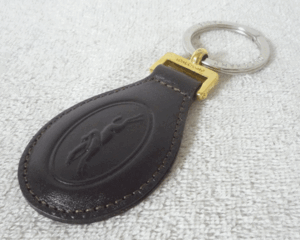 ☆美品☆　ロンシャン　LONGCHAMP　レザー　金属素材　ダークブラウン　キーリング　キーホルダー