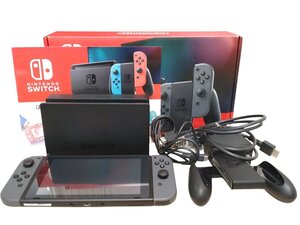 極美品 ◎Nintendo Switch ニンテンドー スイッチ HAD-S-KAAAA 任天堂 グレー 家庭用 テレビゲーム機 本体 ドッグ joycom 箱付き 6.2インチ