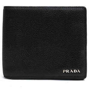 PRADA プラダ 財布 2MO513 VIT.MICRO GRAIN ペブルドレザー 牛革 ユニセックス 小銭入れなし 札入れ 二つ折り シボ革 シュリンクレザー