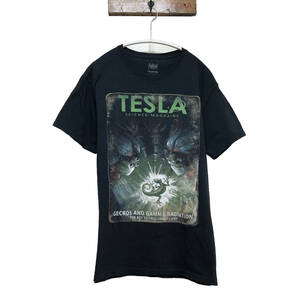 【980円スタート】USA 古着 半袖 フォールアウト Tシャツ テスラ TESLA ブラック 黒 メンズS 古着卸 BA0612