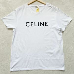 【美品・現行タグ】 CELINE セリーヌ メンズ 半袖 Tシャツ トップス カットソー コットン ロゴ XXL オーバーサイズ ホワイト 白 白T