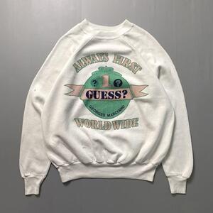 古着 80s 90s USA製 ヴィンテージ 初期 GUESS MARCIANO ゲス スウェット トレーナー 裏起毛 ホワイト Mサイズ