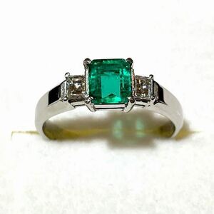 ☆Pt900 エメラルド0.65ct&ダイヤリング 指輪☆