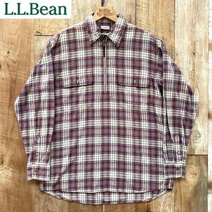 【新品同様】L.L.BEAN エルエルビーン チェック柄 ハーフジップ ネルシャツ M レッド ユナイテッドアローズ 取扱