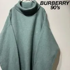 【希少】BURBERRY 90s タートルネック ウール ニット グリーン 7