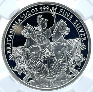 レア 2023年 最高鑑定 イギリス NGC PF70 ULTRA CAMEO ブリタニア 1ポンド 1/2オンス 銀貨 6枚セットのうちの1枚 モダンコイン