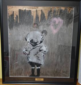 新価格！超希少75×92cmの合板に描かれた巨大、Banksy(バンクシー)の『Diver Girl』２００５年以前にイギリスEast Londonで発見■Dismaland