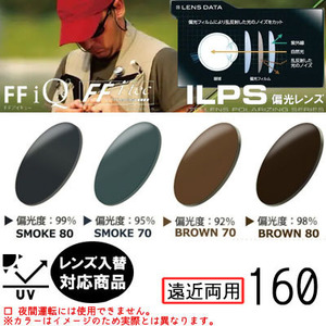 偏光レンズ 1.60 FF-IQ Itec 遠近両用 単品販売 メガネレンズ 交換可能 内面累進 ITOレンズ UVカット付（２枚）