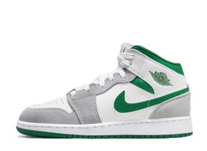 Nike GS Air Jordan 1 Mid SE "White Pine Green Smoke Grey" 22.5cm DC7248-103