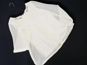 ネコポスOK ketty ケティ シフォン ビジューネック ブラウス シャツ size2/白 ■◇ ☆ ecc5 レディース