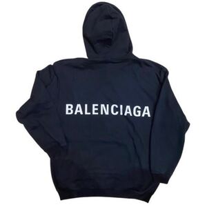 【美品】BALENCIAGA バレンシアガ フーディー パーカー ブラック 黒 BLACK 長袖 フロント ロゴ