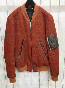 PAUL SMITH 13aw MA-1 ボンバージャケット ポールスミス ブルゾン ジャガードウール レザートリム コレクションモデル Lサイズ