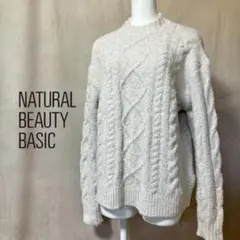 NATURAL BEAUTY BASIC プチハイネック ケーブル ニット