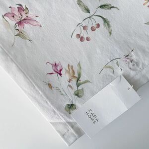 新品 ZARA HOME ザラホーム フラワー プリント コットン テーブルクロス フローラル ボタニカル エクリュ ベージュ マルチカバー