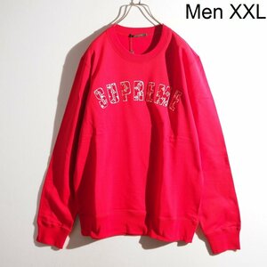 M3577z ▼LOUIS VUITTON ルイヴィトン Supreme シュプリーム▼ 17AW モノグラム アーチロゴ スウェット レッド XXL 秋～春 rb mks