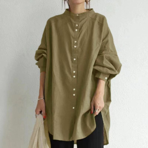 ☆ オリーブグリーン ☆ XLサイズ ☆ ロングチュニック lyblushirt シャツ レディース チュニック ブラウス ロングシャツ 長袖 ロング