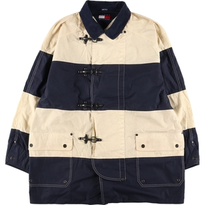 古着 90年代 トミーヒルフィガー TOMMY HILFIGER ボーダー柄 ファイヤーマンジャケット メンズL ヴィンテージ /eaa426782