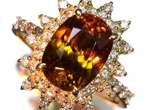 RL14217S初売り【1円～】新品【RK宝石】《Sphene》極上スフェーン 大粒3.85ct!! 極上ダイヤモンド 総計0.55ct K18 超高級リング ダイヤ