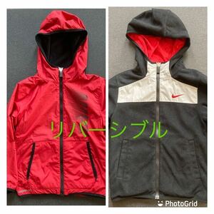 NIKE リバーシブル　ナイロンパーカー　フリースパーカー　ジャケット　XS 130cmくらい／adidas PUMA