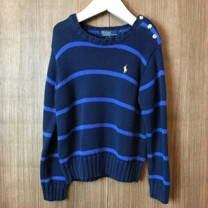 《キッズ》Polo by Ralph Lauren ポロ ラルフローレン ボーダー ニット セーター サイズ 5 古着 k24110121