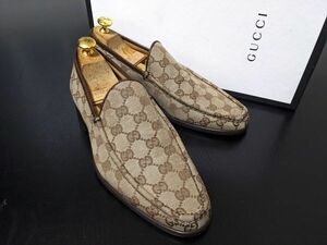 極美品 試し履き程度 グッチ 40EJ GUCCI GGモノグラム シンプル ソフトドレスローファー 箱付 8673